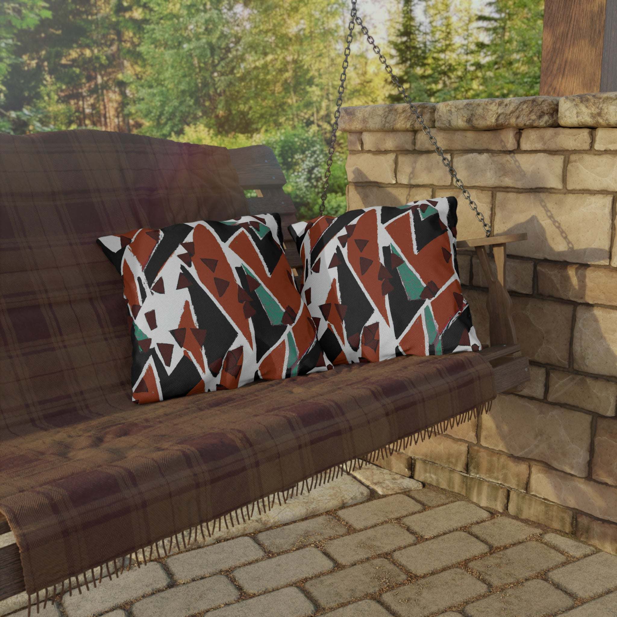 Earth Tone Abstract Outdoor Pillow-Afroadorn 