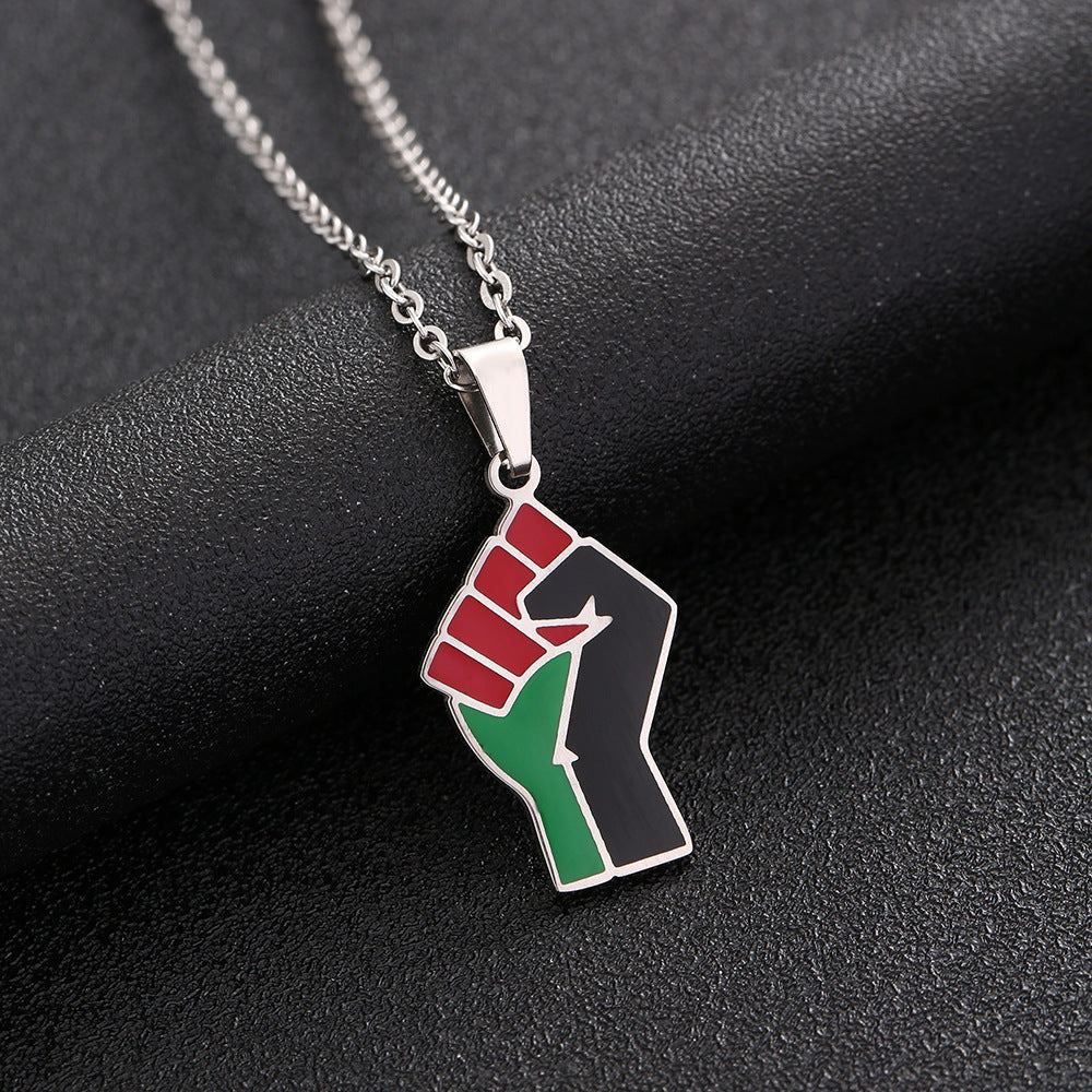 Pan-African Empowerment Fist Necklace-Afroadorn 