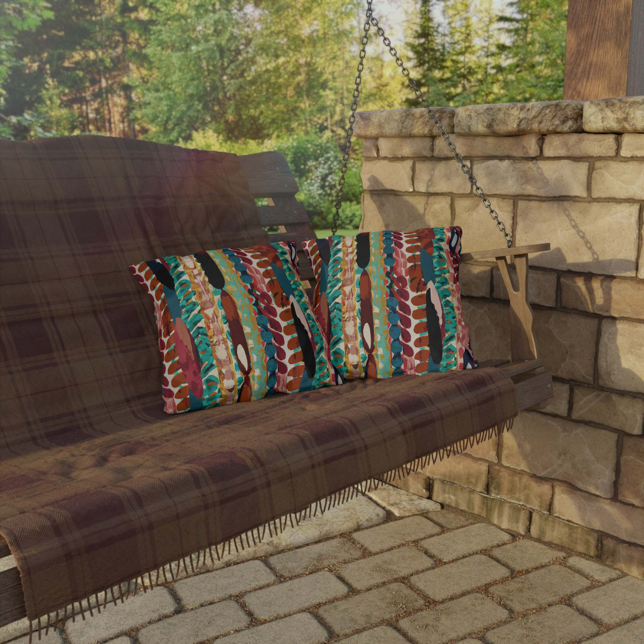 African Landscape Inspired Outdoor Throw Pillow-Afroadorn 