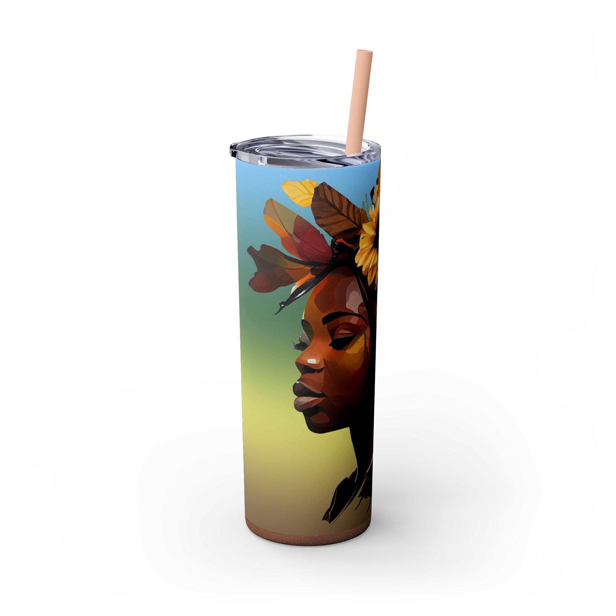 Sunflower Queen 20oz Skinny Tumbler-Afroadorn 