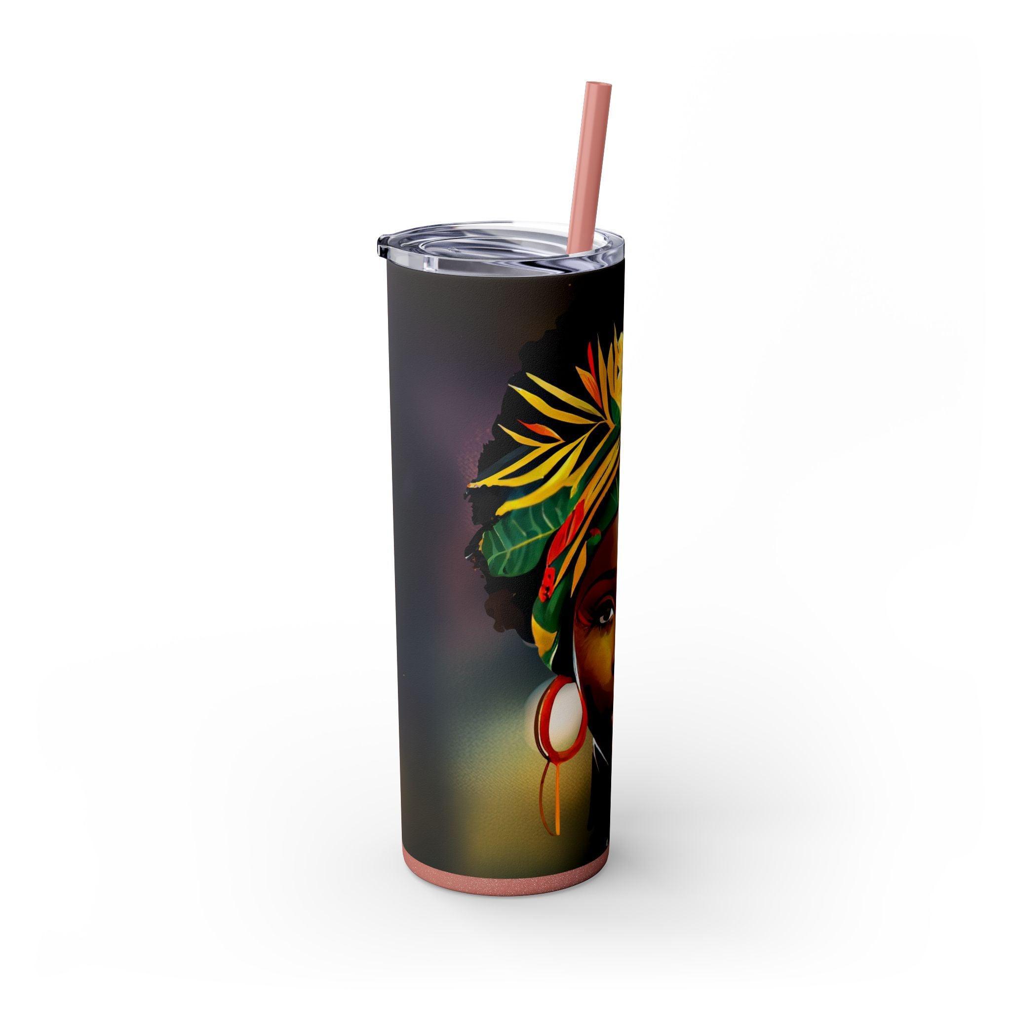 Sunflower Adorned Headwrap Skinny Tumbler-Afroadorn 