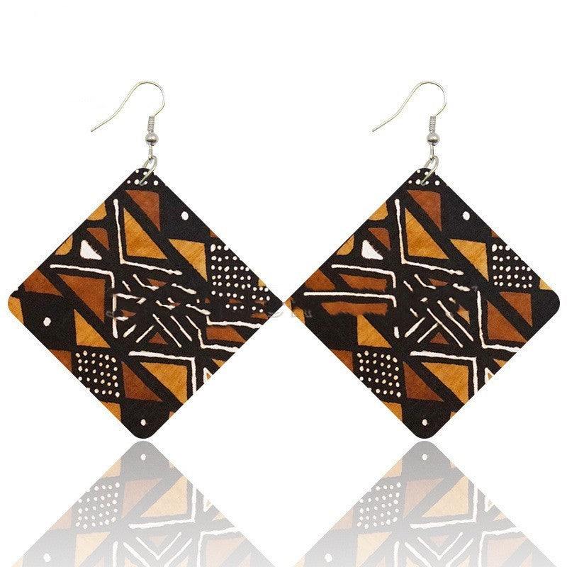 Earthy African Roots Geometric Earrings-Afroadorn 