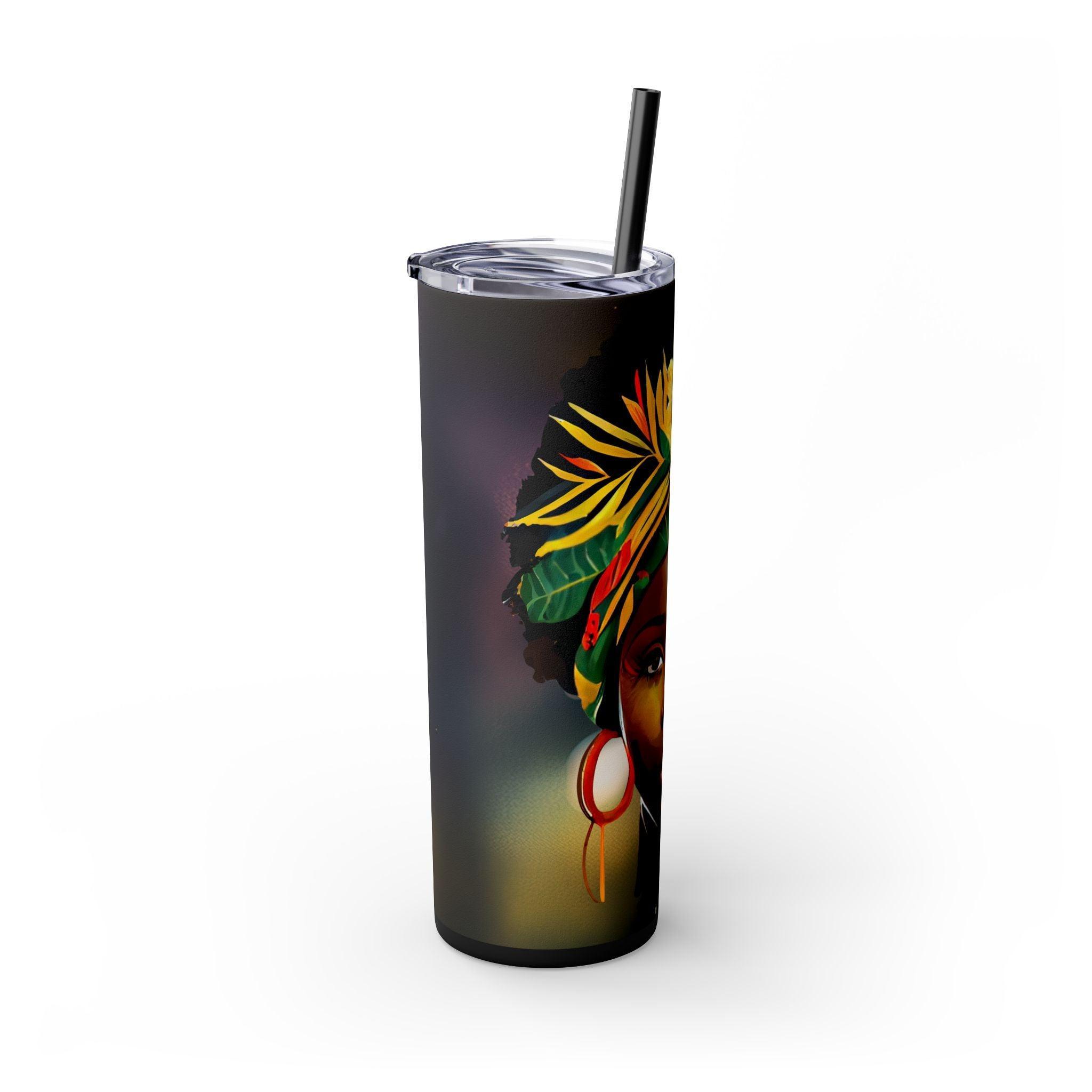 Sunflower Adorned Headwrap Skinny Tumbler-Afroadorn 