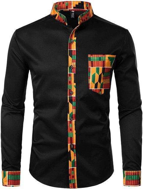 Men's Vibrant Kente Dashiki Top-Afroadorn 