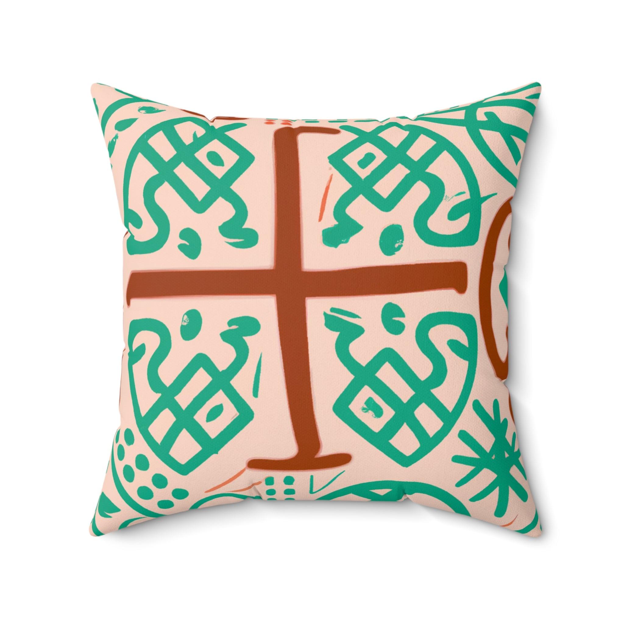 Adinkra Wisdom Earth-Tone Throw Pillow-Afroadorn 