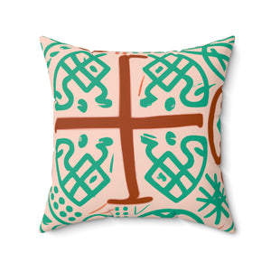 Adinkra Wisdom Earth-Tone Throw Pillow-Afroadorn 