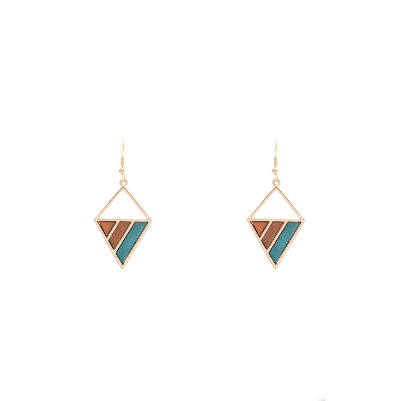 Earthy Afro Landscape Geometric Wooden Earrings-Afroadorn 