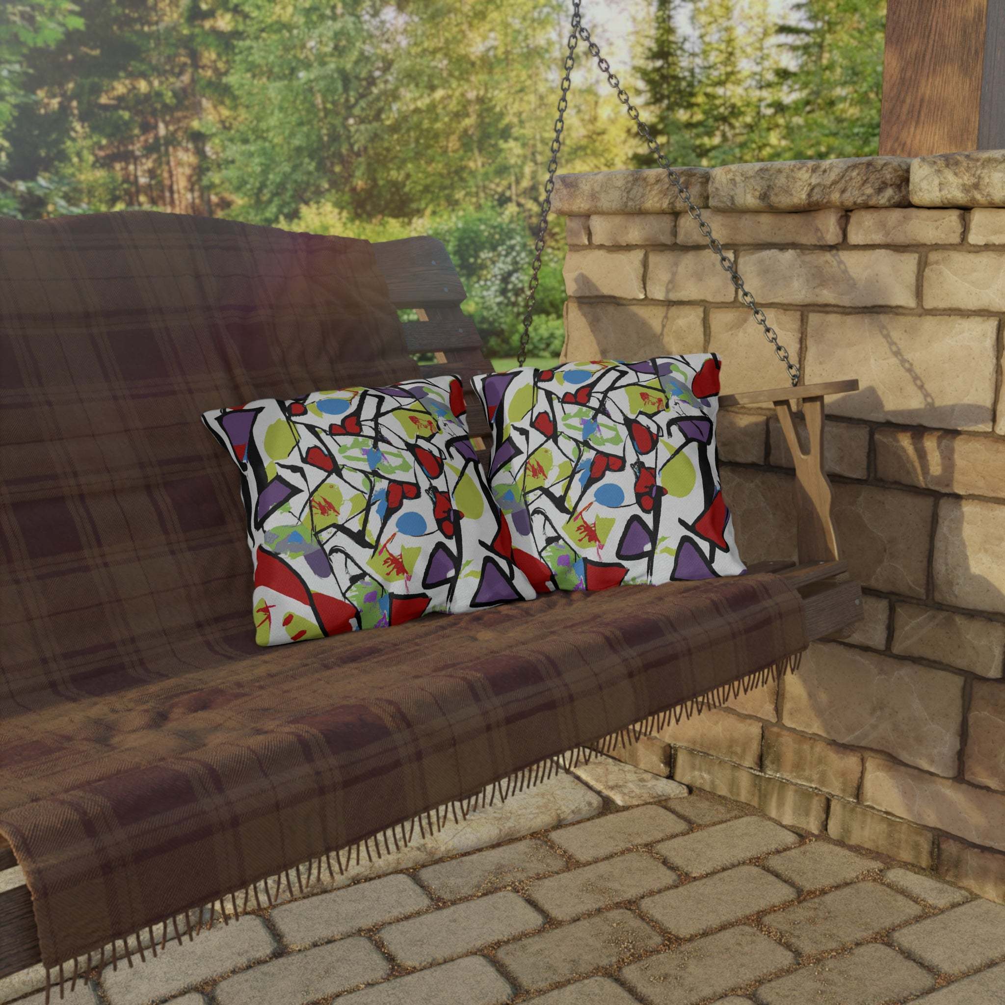 AfroSunset Geometric Oasis Outdoor Pillow-Afroadorn 