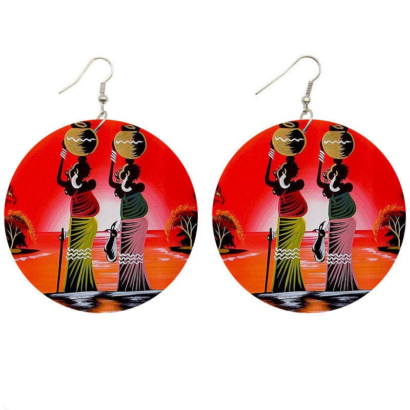 Radiant African Culture Wood Earrings-Afroadorn 