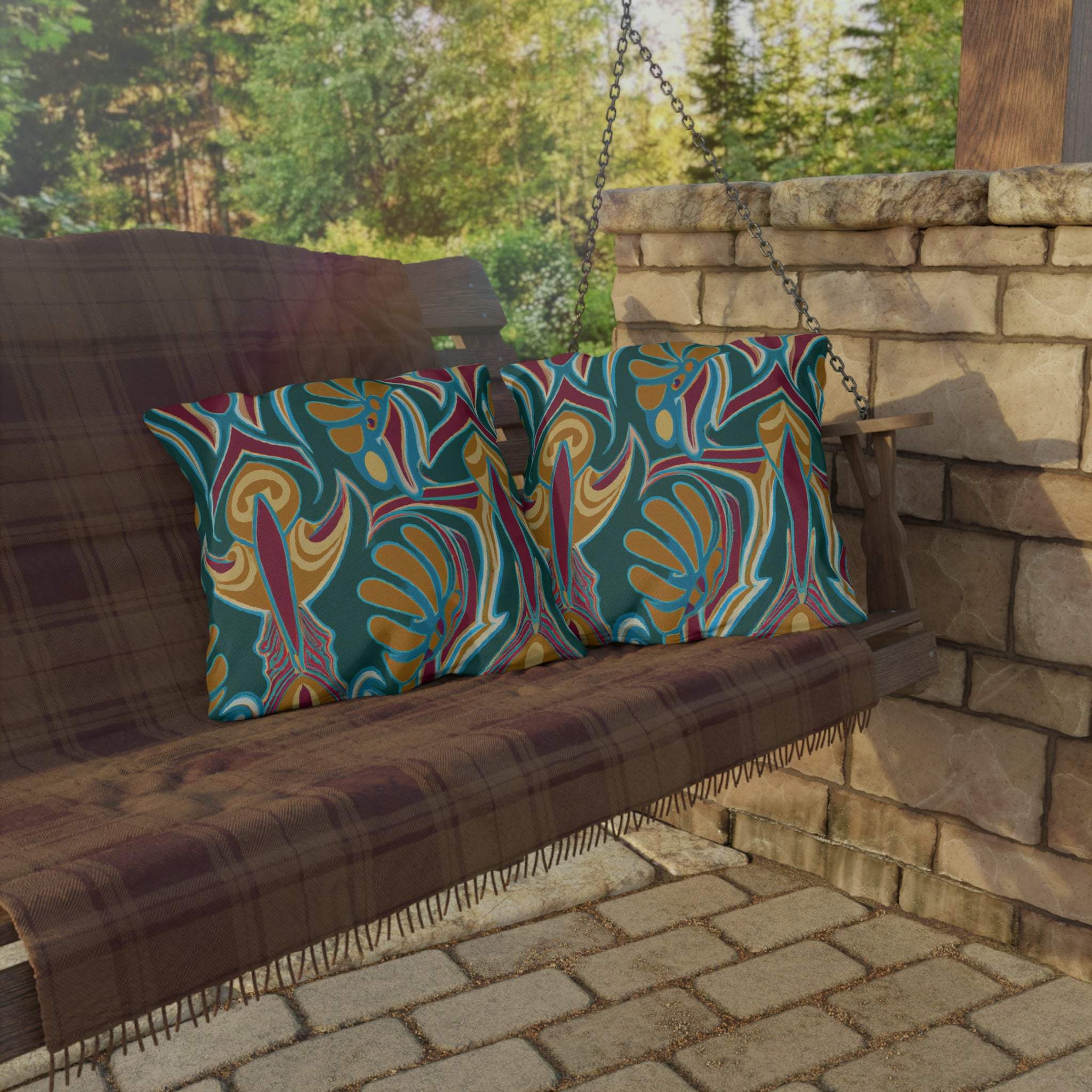 Vibrant Savanna Sunsets Outdoor Throw Pillow-Afroadorn 