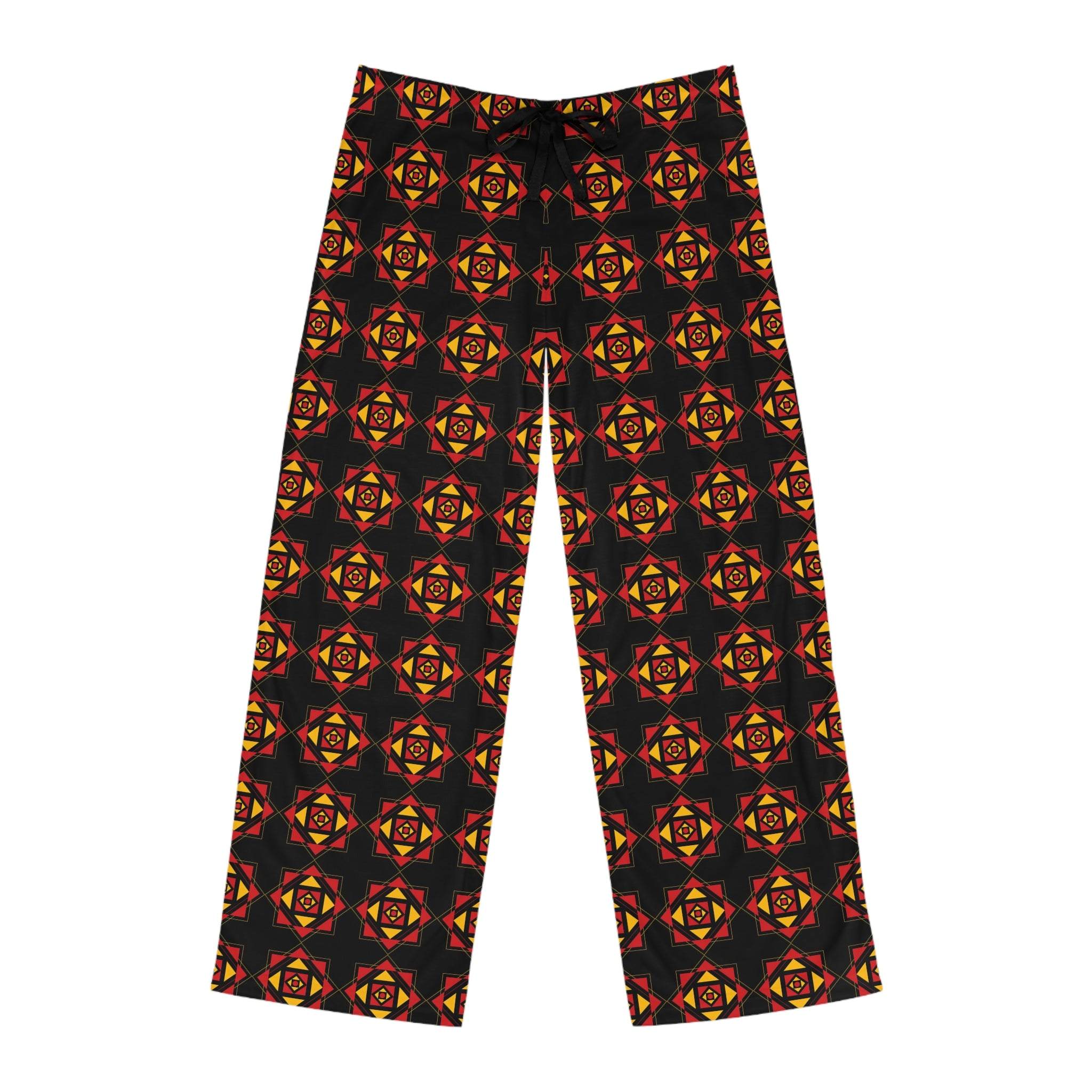 Black Kaleidoscope African-Inspired Pajama Pants-Afroadorn 