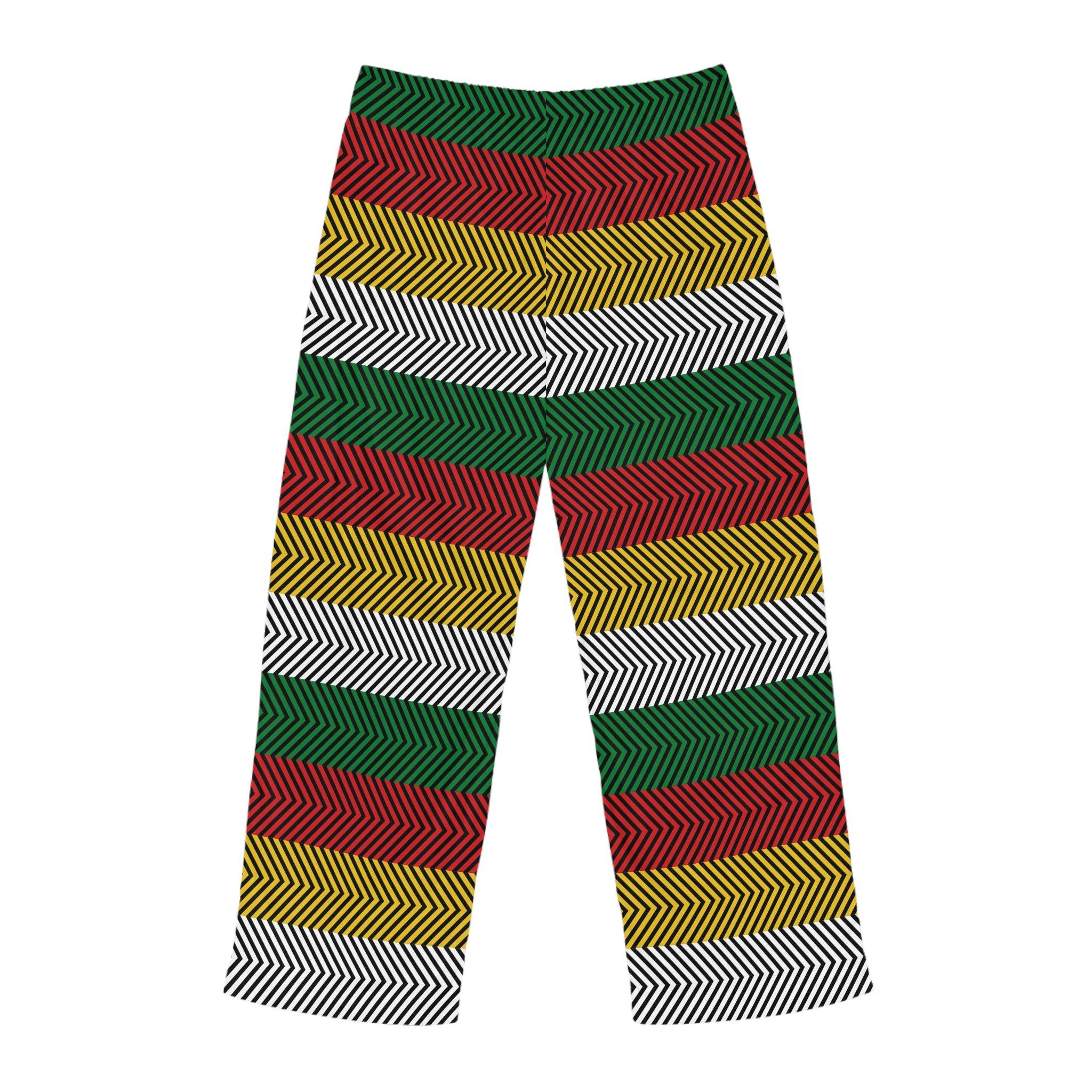 Progress Chevron Pajama Pants in Pan-African Colors-Afroadorn 