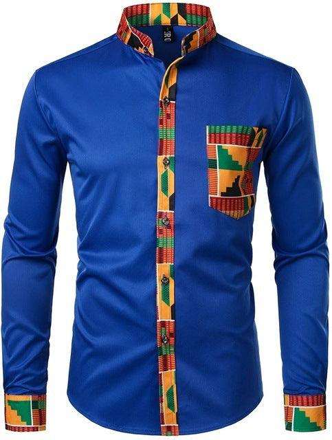 Men's Vibrant Kente Dashiki Top-Afroadorn 