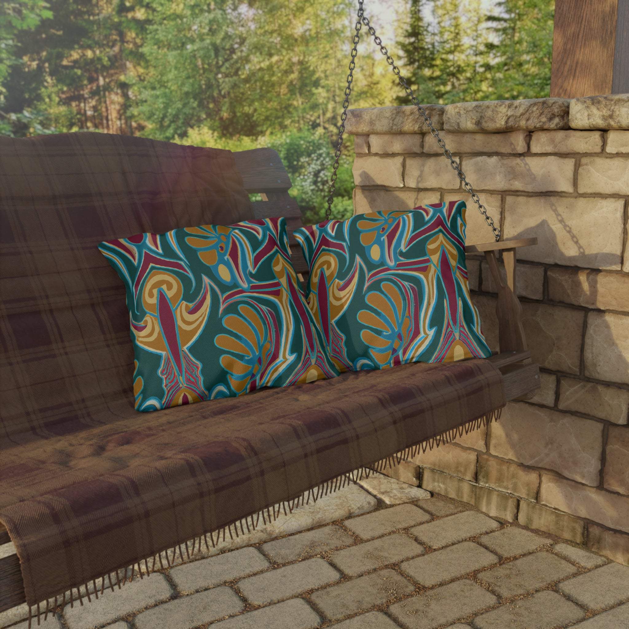 Vibrant Savanna Sunsets Outdoor Throw Pillow-Afroadorn 