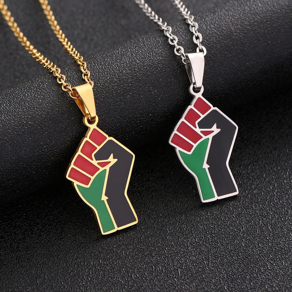 Pan-African Empowerment Fist Necklace-Afroadorn 