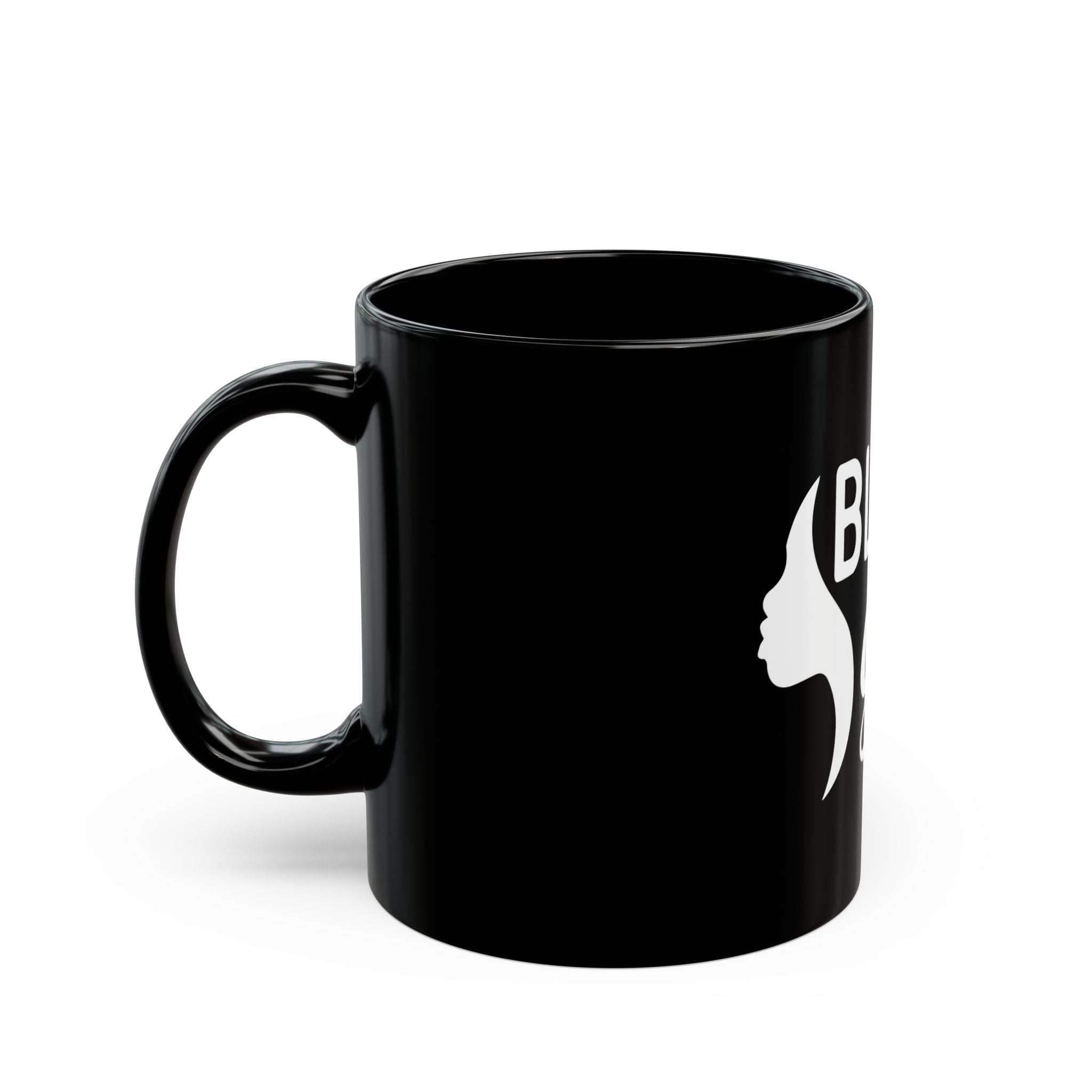 Bold Black Girl, Black Coffee Mug-Afroadorn 