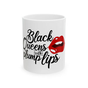 Bold Red Lips Black Queens Mug-Afroadorn 