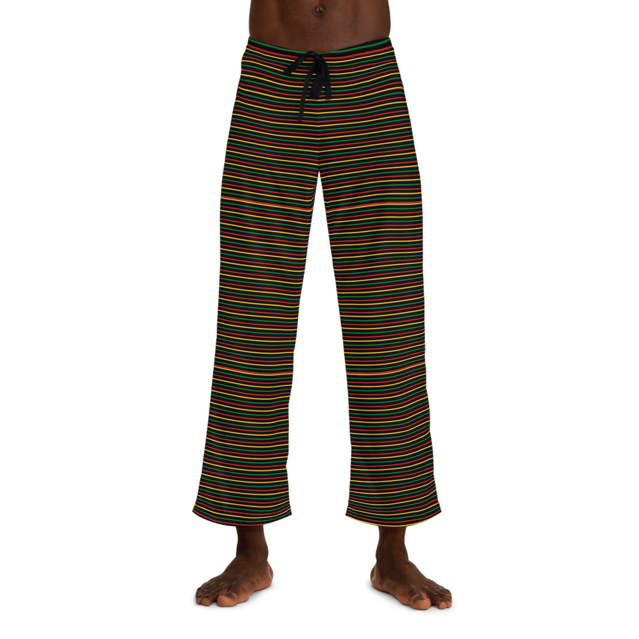 Unity Striped Pajama Pants in Pan-African Colors-Afroadorn 