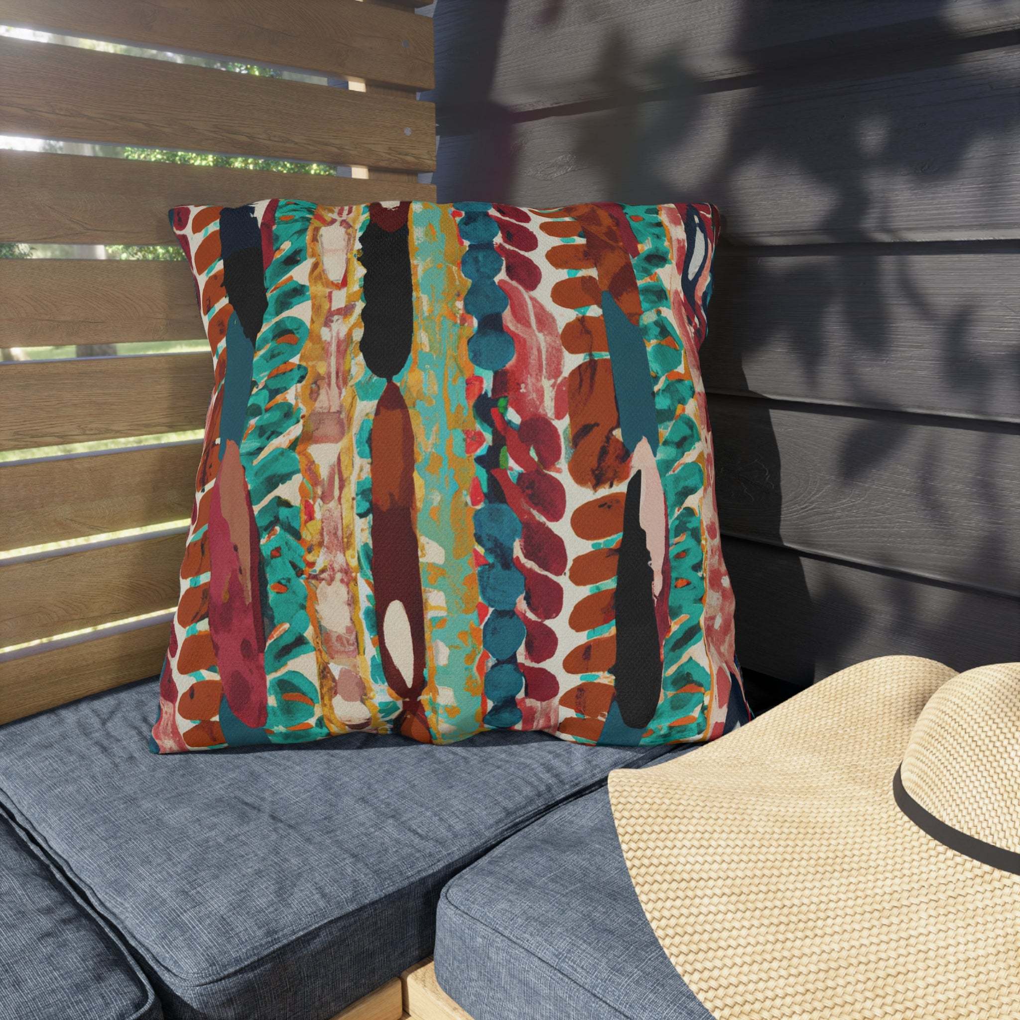 African Landscape Inspired Outdoor Throw Pillow-Afroadorn 