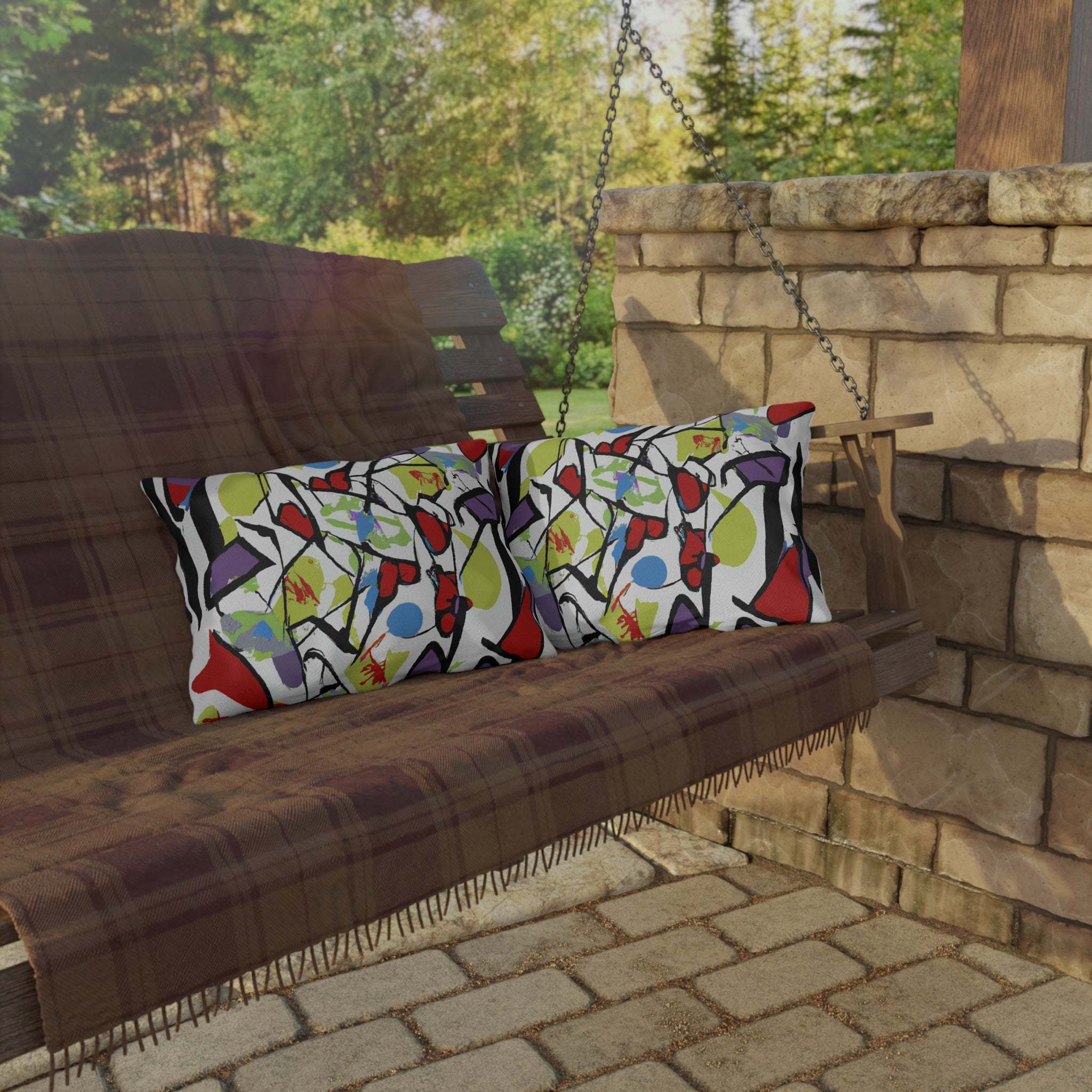 AfroSunset Geometric Oasis Outdoor Pillow-Afroadorn 