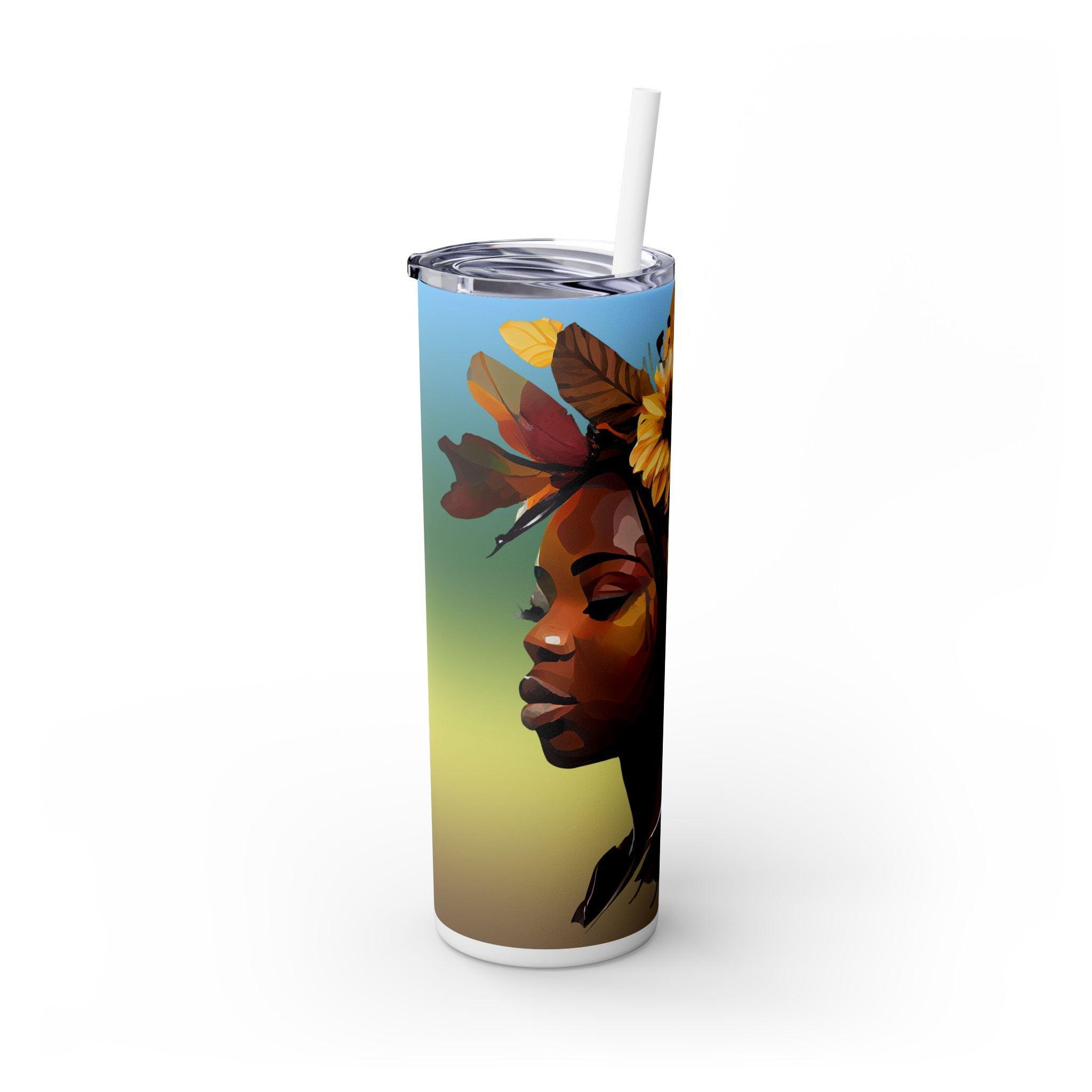 Sunflower Queen 20oz Skinny Tumbler-Afroadorn 