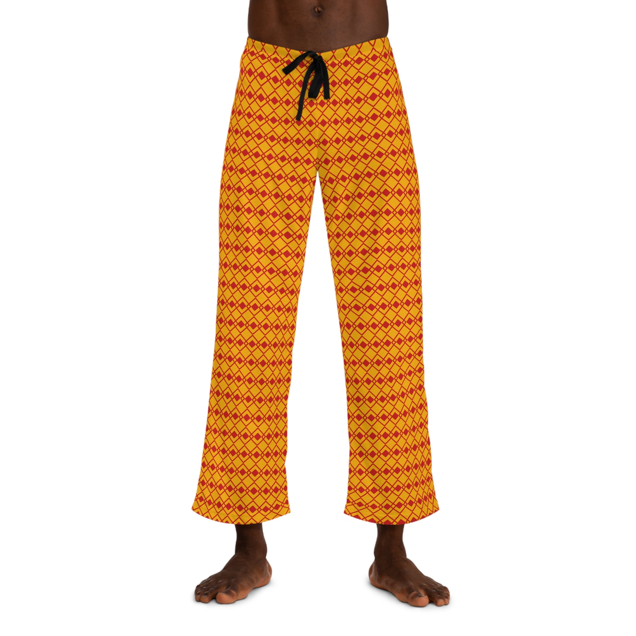 Vibrant Red Diamonds African-Inspired Pajama Pants-Afroadorn 