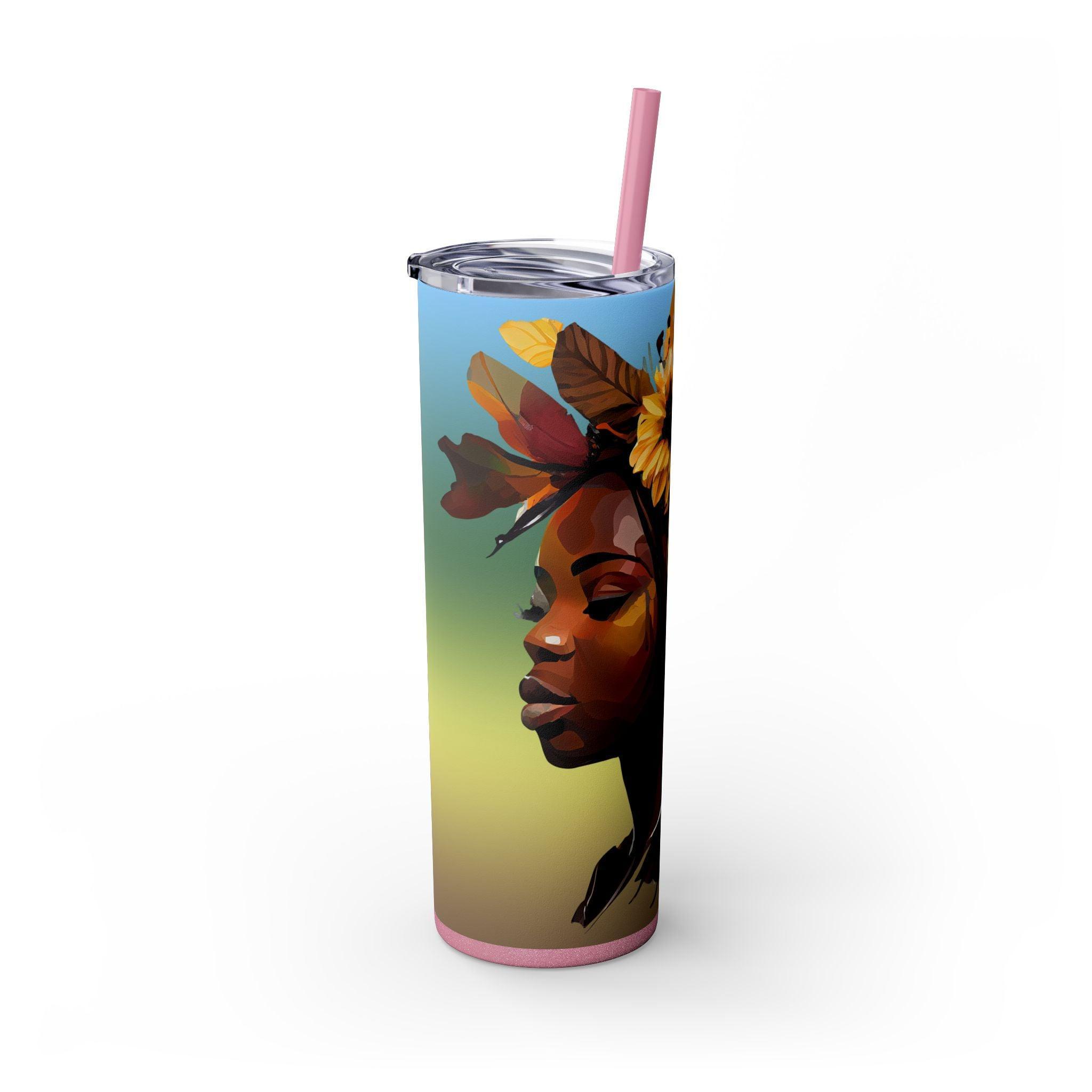 Sunflower Queen 20oz Skinny Tumbler-Afroadorn 