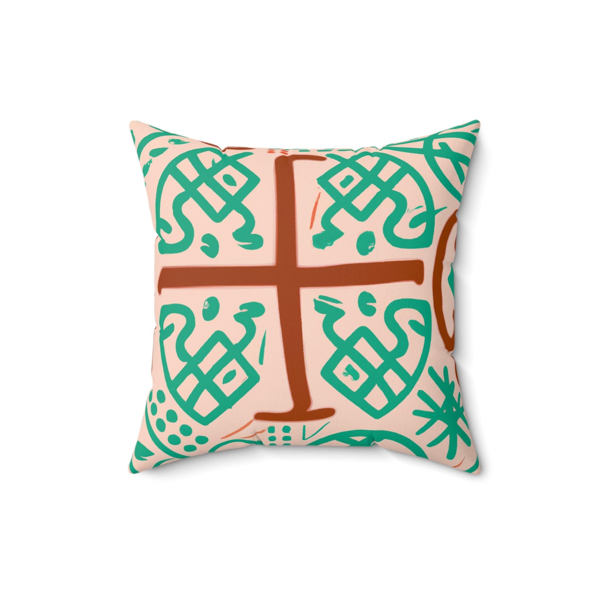 Adinkra Wisdom Earth-Tone Throw Pillow-Afroadorn 