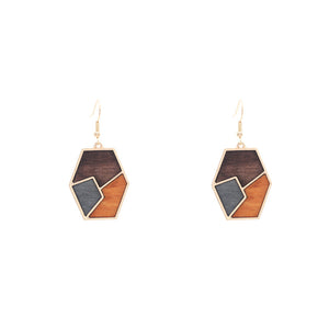 Earthy Afro Landscape Geometric Wooden Earrings-Afroadorn 