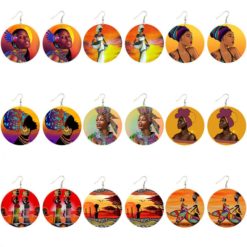 Radiant African Culture Wood Earrings-Afroadorn 