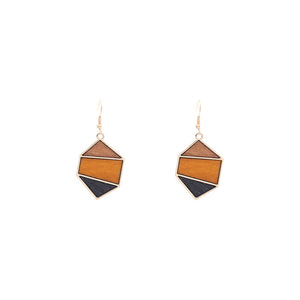 Earthy Afro Landscape Geometric Wooden Earrings-Afroadorn 