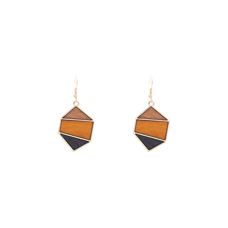 Earthy Afro Landscape Geometric Wooden Earrings-Afroadorn 