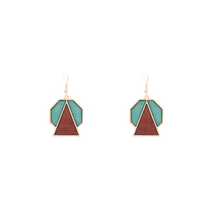 Earthy Afro Landscape Geometric Wooden Earrings-Afroadorn 