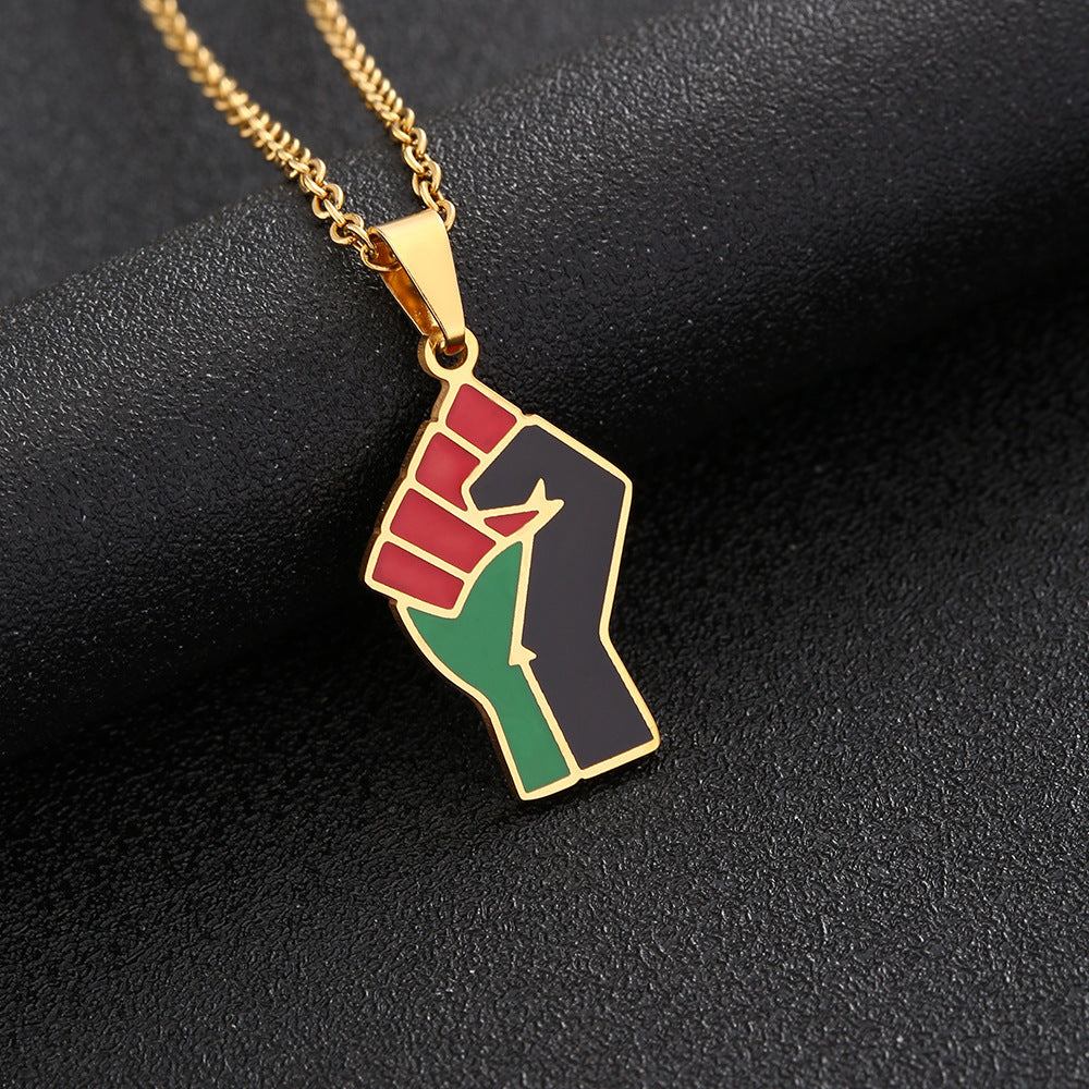 Pan-African Empowerment Fist Necklace-Afroadorn 