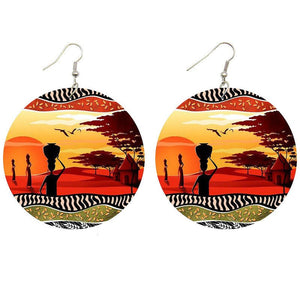 Radiant African Culture Wood Earrings-Afroadorn 