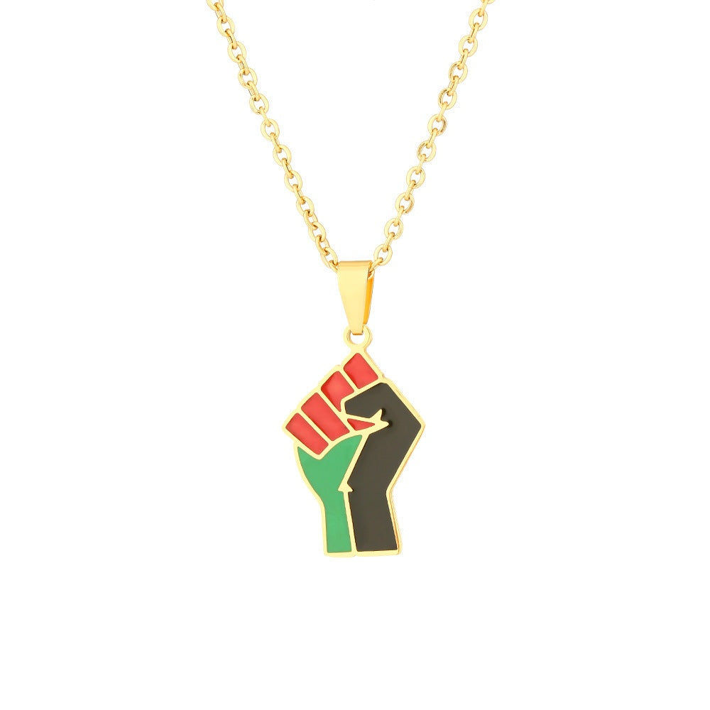 Pan-African Empowerment Fist Necklace-Afroadorn 